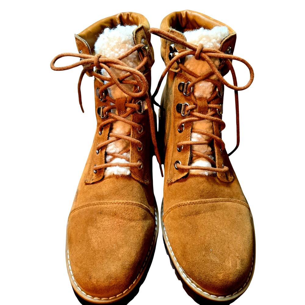 Time & True 9 Men's Insulated Fur Water Resistant Combat Boots Memory Foam Shoes